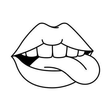pop art lips with tongue out vector illustration design