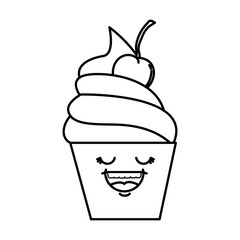 delicious cupcake kawaii character vector illustration design