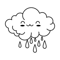 cute cloud rainy kawaii character vector illustration design