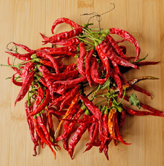 Red chili pepper on a cutting Board.