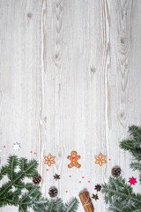 Christmas background on the wooden desk