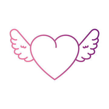 cute heart with wings vector illustration design