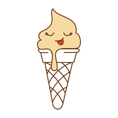 delicious ice cream kawaii character vector illustration design