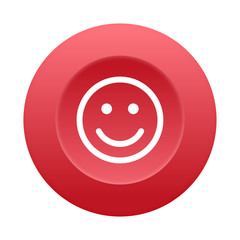 Runder 3D Button - Glücklicher Smiley