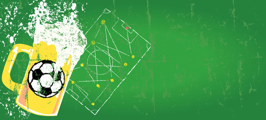 grungy Soccer and beer design template, free copy space, vector © Thomas Bethge