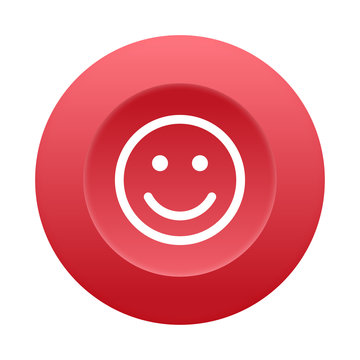 Runder 3D Button - Glücklicher Smiley