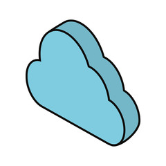 isometric cloud icon over white background colorful design vector illustration