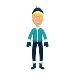 young man with winter clothes vector illustration design