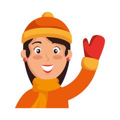 beautiful woman with winter clothes vector illustration design