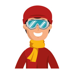 young man with winter clothes vector illustration design