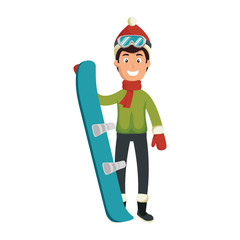 young man with ski equipment vector illustration design