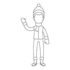 young man with winter clothes vector illustration design