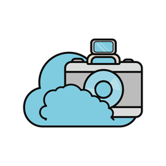 cloud with photographic camera icon over white background colorful design vector illustration