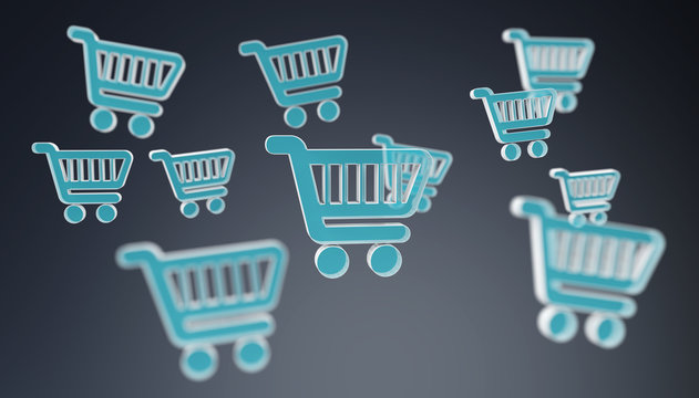 Digital shopping icons isolated 3D rendering