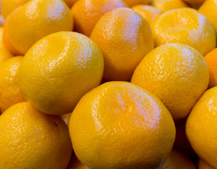 fresh orange tangerines closeup