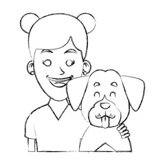 Girl with dog cartoon