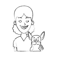 Girl with dog cartoon
