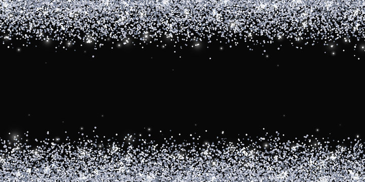 Silver glitter wide border placer on black background. Vector Stock Vector  | Adobe Stock
