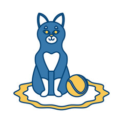 Cute cat with tennis ball icon vector illustration graphic design