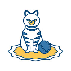 Cute cat with tennis ball icon vector illustration graphic design