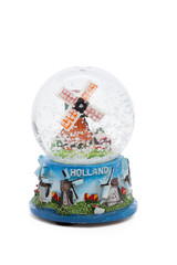 Snow globe travel souvenier destination isolated on white background