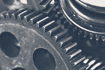 Close-up view of stack of gears