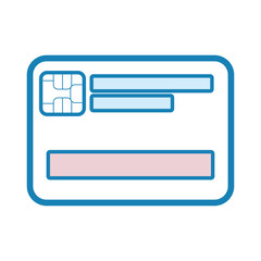 credit card with chip icon over white background vector illustration