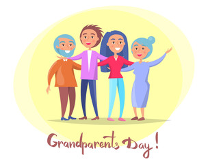 Grandparents Day Poster Senior Couple and Children