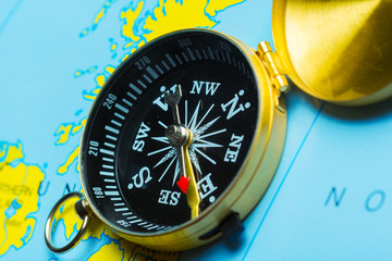 compass on map background travel