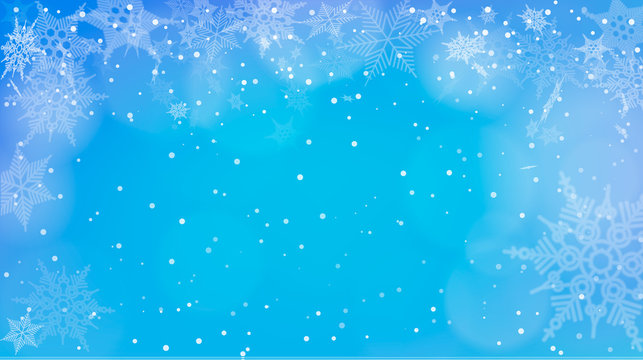 Blue background with snowfall. Vector illustration of blue winter background with snowfall.