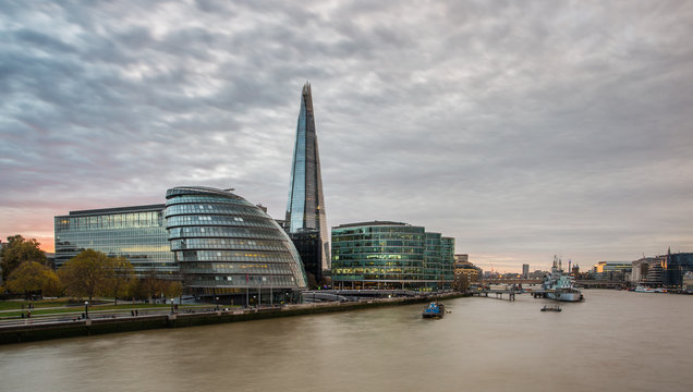 London city skyline panorama from tower bridge

