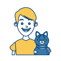 Boy with cat icon vector illustration graphic design