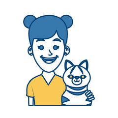 Girl with cat icon vector illustration graphic design