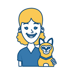 Girl with cat icon vector illustration graphic design