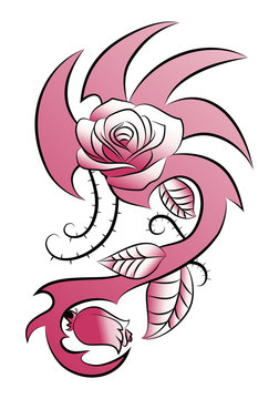 spike rose flowers tattoo