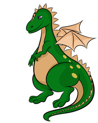  Green dragon on white background
