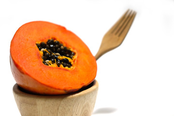 Half of freshly yellow orange papaya
