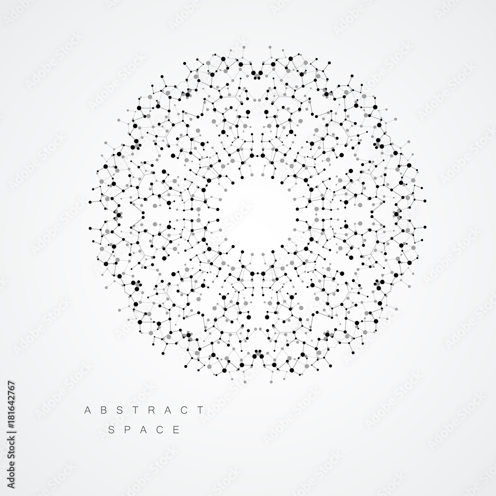 Leinwandbilder Abstract circle pattern structure. Vector connected dots and lines