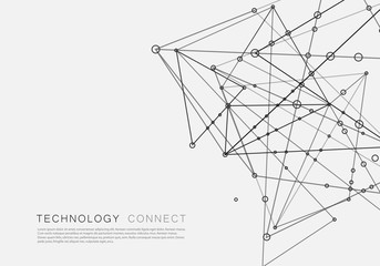Polygonal space background with connecting dots and lines. Abstract connection structure