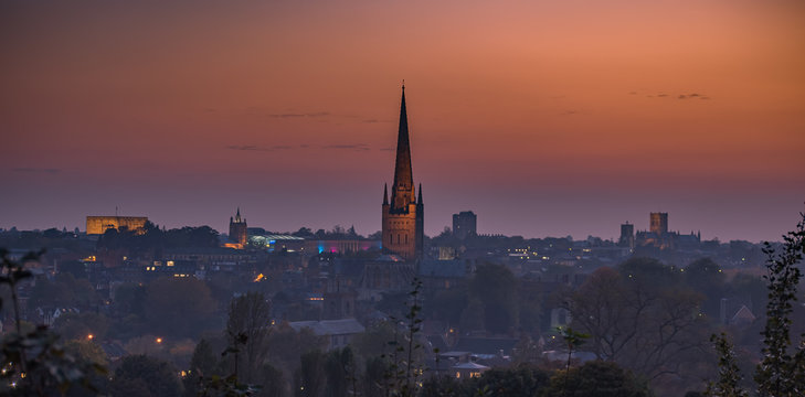 Sunset over Norwich from Mousehold Heath.