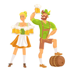 Waitress Traditional Costume Vector Illustration