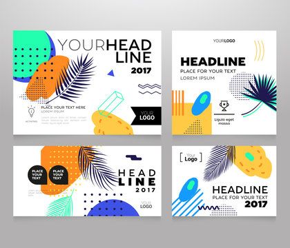 Headline banner - modern vector set of abstract images