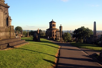 Glasgow Necropolis during a summer evening.