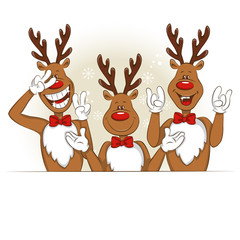 Illustration with cartoon Christmas deer.  It's greet you and congratulate you on Christmas. Vector for you design.