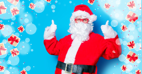 Funny Santa Claus have a fun with red eyeglasses