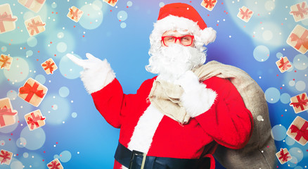 Funny Santa Claus have a fun with red eyeglasses