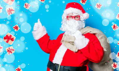 Funny Santa Claus have a fun with red eyeglasses