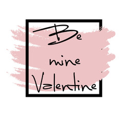 Happy valentines day - textured hearts hand drawn lettering design card with