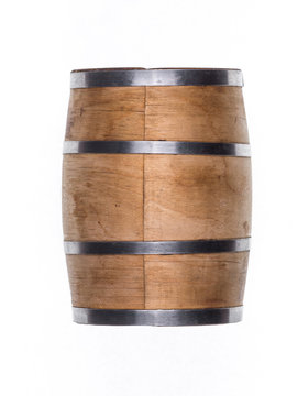 wooden barrel for wine on a white background