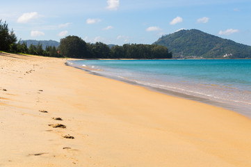 Beautiful tropical beach with sea view, clean water and blue sky